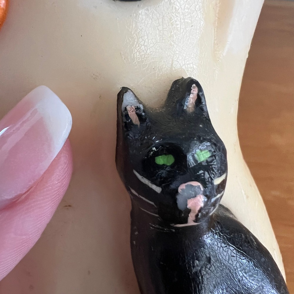 Vintage Halloween Ghost Black Cat Pumpkin Candle 4 Inch Retro Decor - Picture 4 of 6
